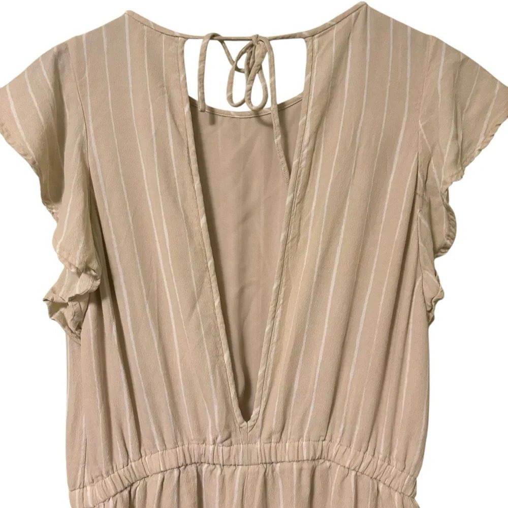 Aritzia Wilfred Fleurette Striped Cream Jumpsuit- Size Large - Picture 10 of 11